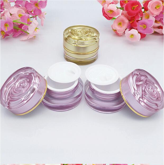 Empty Rose cap Luxury custom colored cosmetic face cream packaging beauty jar