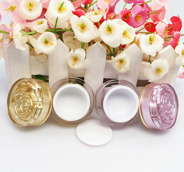 Empty Rose cap Luxury custom colored cosmetic face cream packaging beauty jar