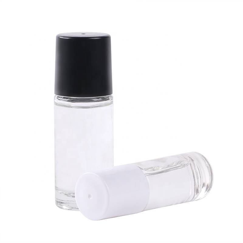 Empty Round 30ml 50ml Clear Glass Essential Oil Roll On Bottle with Plastic Cap