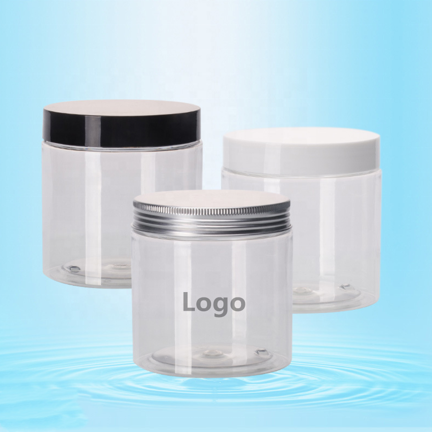 Empty Round Cosmetic Clear Plastic Jars transparent plastic Slime Storage containers with logo