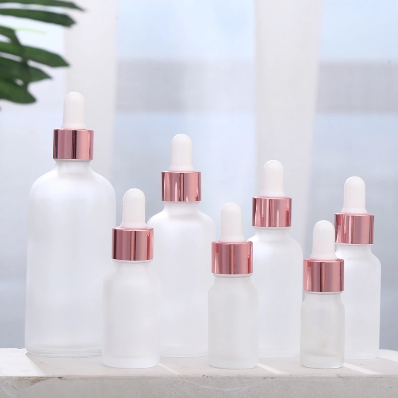 Empty Round Frosted Glass Essential Oil Dropper Bottle Face Serum Clear Perfume Glass Dropper Bottle 5/10/15/20/30/50/100ml