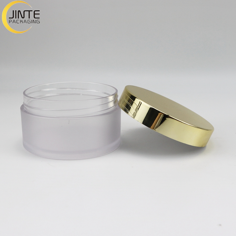 Empty Round Packaging Cosmetic Recyclable Jar PETG Jar Thick With Pink Black Gold Lid