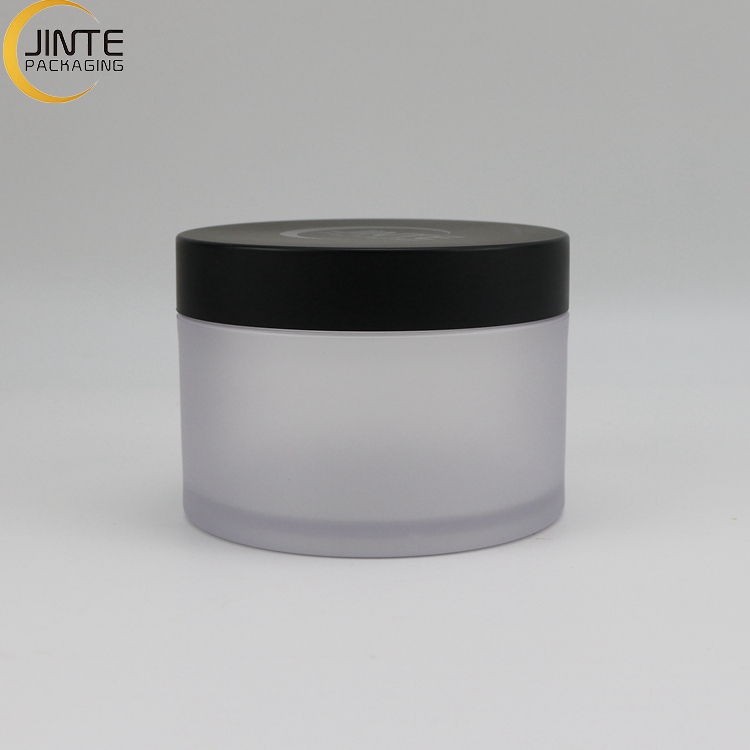 Empty Round Packaging Cosmetic Recyclable Jar PETG Jar Thick With Pink Black Gold Lid