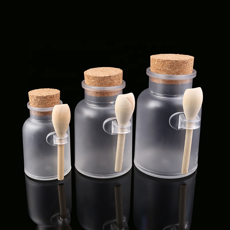 Empty Round Scrub ABS Bath Salt Jars 100ml 200ml 300ml With Cork Stoppers Spoon Glass Bottles Cosmetics