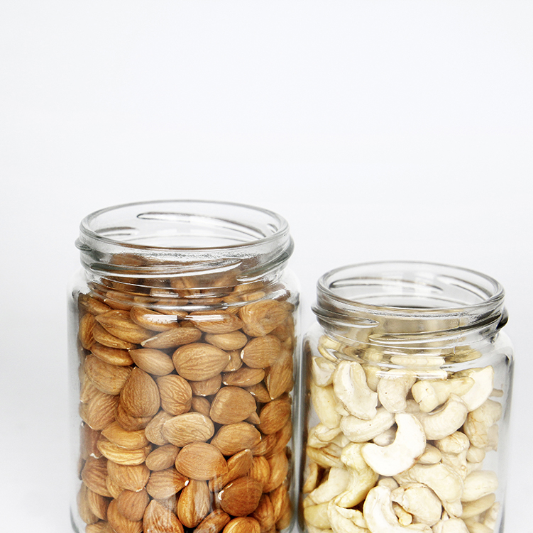 Empty Round Storage Cylinder Shape Glass Jars with Gold Lined Lids for Jam Honey Jelly Wedding Favors Baby Food