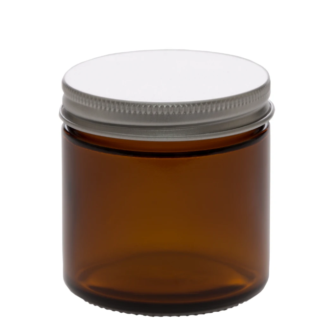 Empty Round Straight Sided 4oz Amber Glass Jars With Plastic Metal Lid Bulk