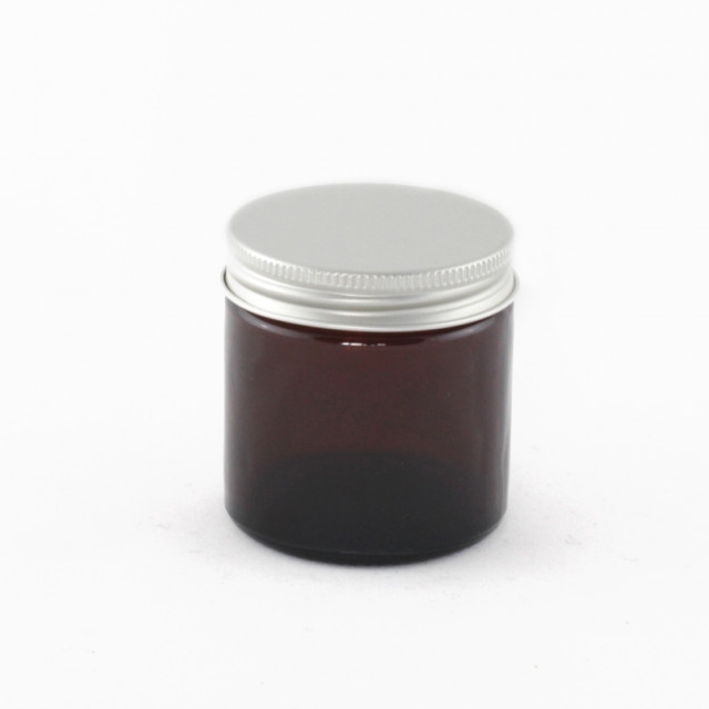 Empty Round Straight Sided 4oz Amber Glass Jars With Plastic Metal Lid Bulk