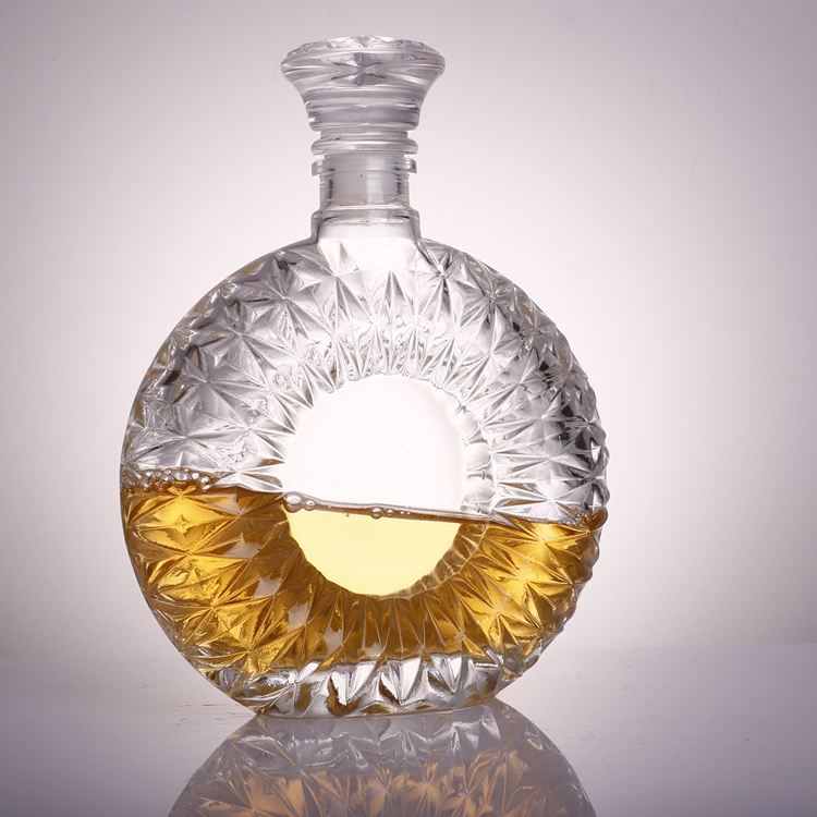 Empty Rum Gin Whisky Spirit Vodka Glass Liquor Bottle with Cork Cap