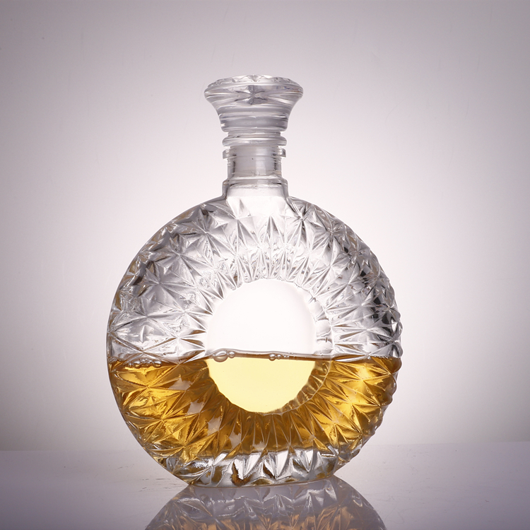 Empty Rum Gin Whisky Spirit Vodka Glass Liquor Bottle with Cork Cap
