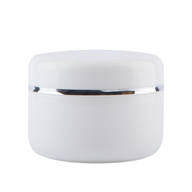 Empty Skin Care Packaging Container Jar for Creams 20g 30g 50g 100g 150g 250g White PP Plastic Cream Jars with Silver Circle