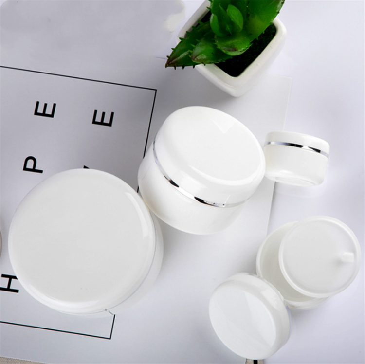 Empty Skin Care Packaging Container Jar for Creams 20g 30g 50g 100g 150g 250g White PP Plastic Cream Jars with Silver Circle