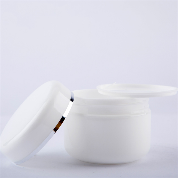 Empty Skin Care Packaging Container Jar for Creams 20g 30g 50g 100g 150g 250g White PP Plastic Cream Jars with Silver Circle