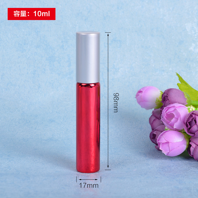 Empty Small Color Blue Purple Pink Cosmetic Essential Oil Glass Roll On Perfume Bottle 10ml