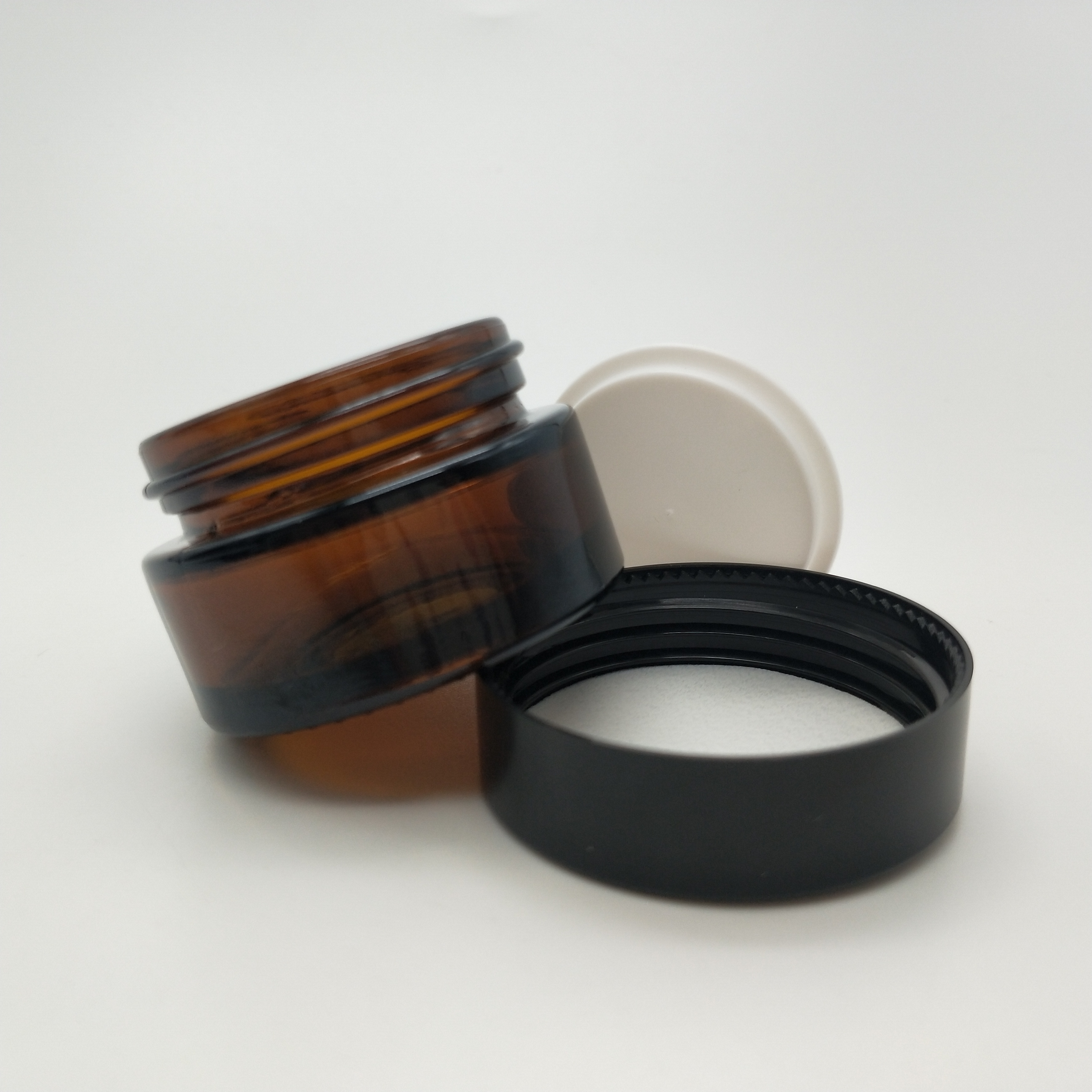 Empty Small Cosmetic Amber Glass Skin cream Jar with Silver Black Screw Lid 5g 10g 15g 30g