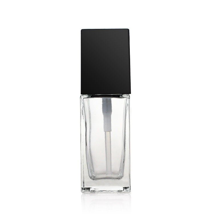 Empty Square 30ml Liquid Foundation Cosmetic Packaging Clear Frosted Luxury Pump Glass Bottle