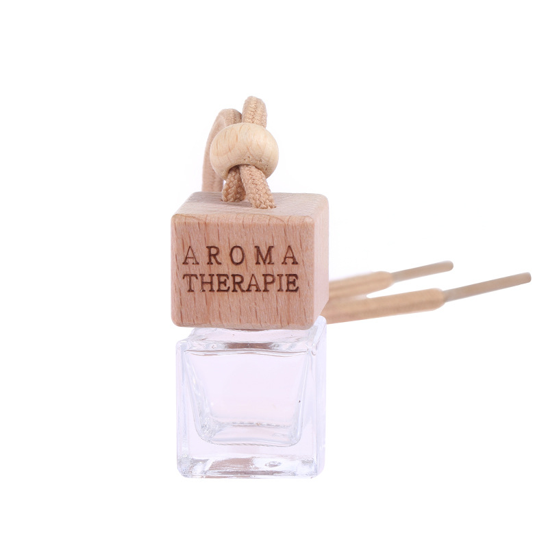 Empty Square Car Hanging Glass Diffuser Bottles 8ml Car Perfume Diffuser Glass Parfum Bottle