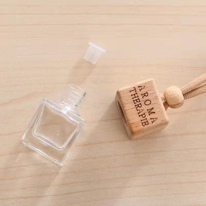 Empty Square Car Hanging Glass Diffuser Bottles 8ml Car Perfume Diffuser Glass Parfum Bottle