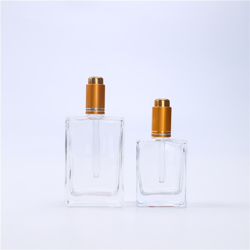 Empty Square Dropper Bottles 30ml 50ml Essential Oil Glass Bottle For Serum
