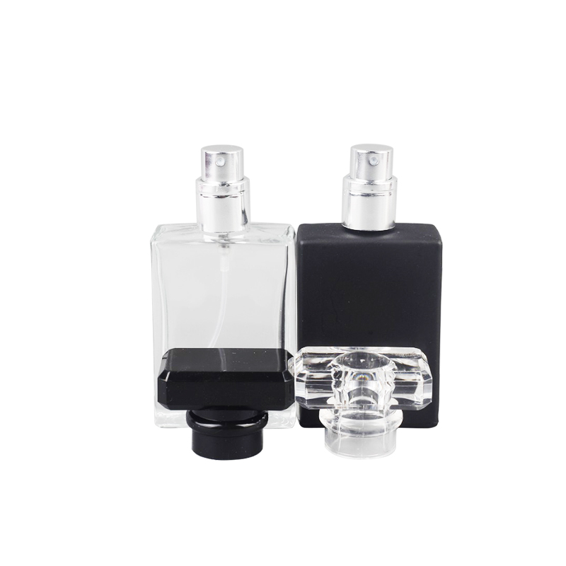 Empty Square Female Custom Glass Spray perfume bottles 50ml glass with box