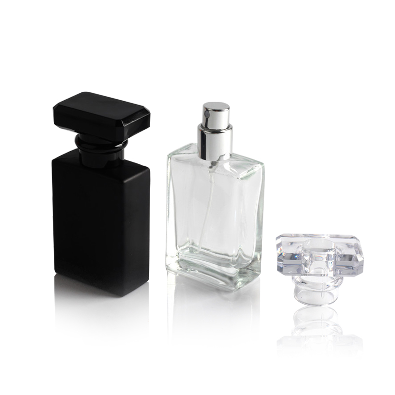 Empty Square Female Custom Glass Spray perfume bottles 50ml glass with box