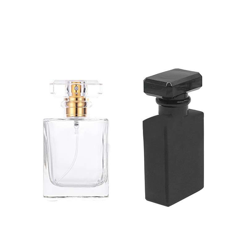 Empty Square Female Custom Glass Spray perfume bottles 50ml glass with box