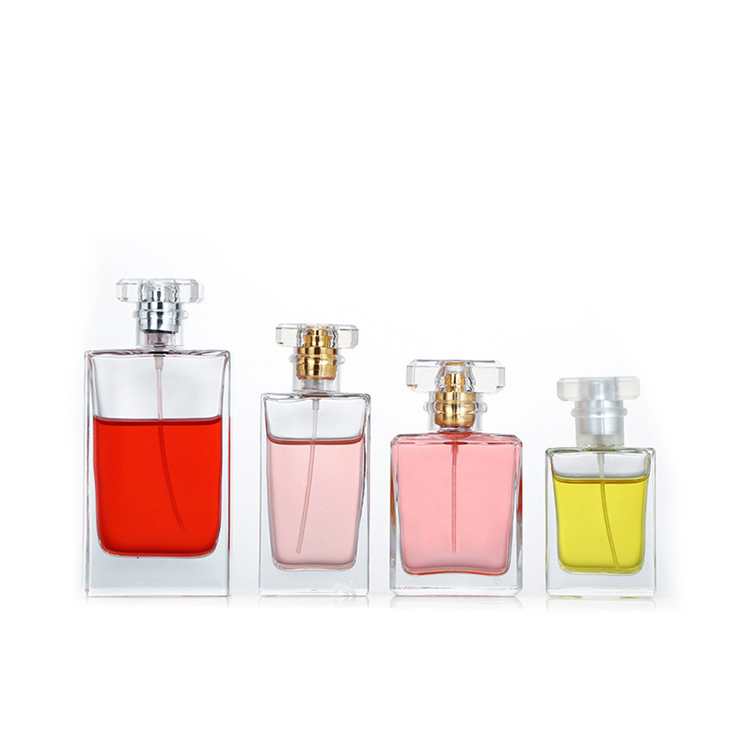 Empty Square Female Custom Glass Spray perfume bottles 50ml glass with box