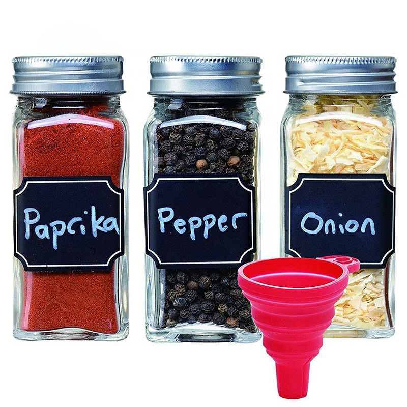 Empty Square Pepper Glass Bottle 4oz 120ml Spice Seasoning Packaging Jar With Shaker With Screw Lid
