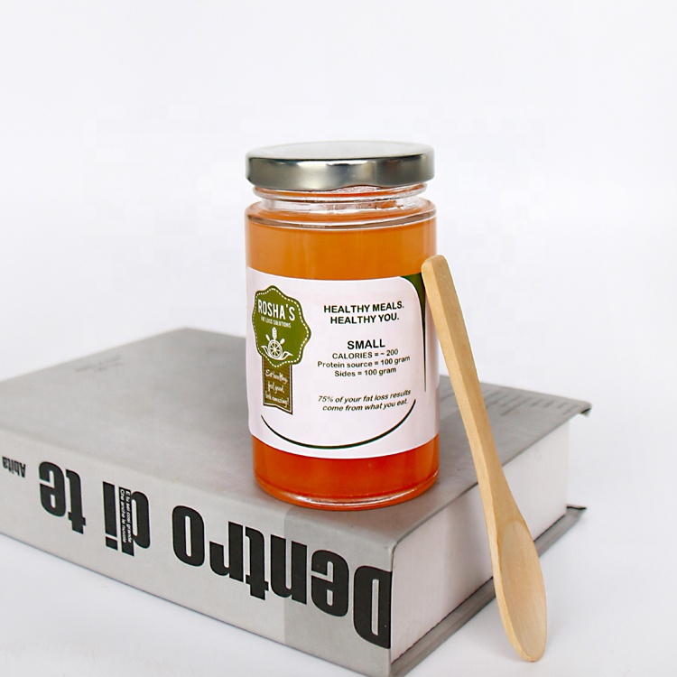 Empty Tall Round 200ml Glass Jam Jar With Metal Cap For Honey Sauce Kitchen Storage
