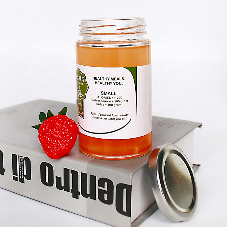 Empty Tall Round 200ml Glass Jam Jar With Metal Cap For Honey Sauce Kitchen Storage
