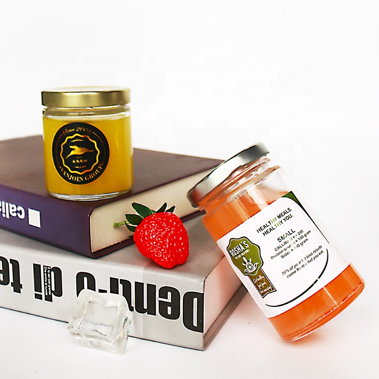 Empty Tall Round 200ml Glass Jam Jar With Metal Cap For Honey Sauce Kitchen Storage