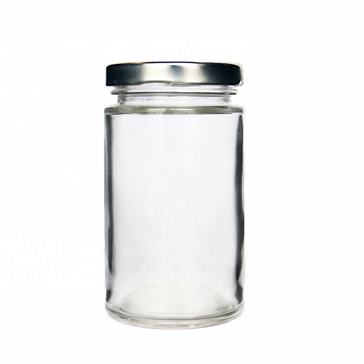 Empty Tall Round 200ml Glass Jam Jar With Metal Cap For Honey Sauce Kitchen Storage