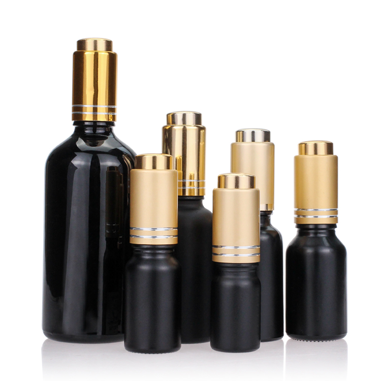 Empty Violet Black Frosted Glass Bottle for Essential Oil Hair Oil Bottles 30ml Glass Dropper Bottles Essens Care Lotion Rubber