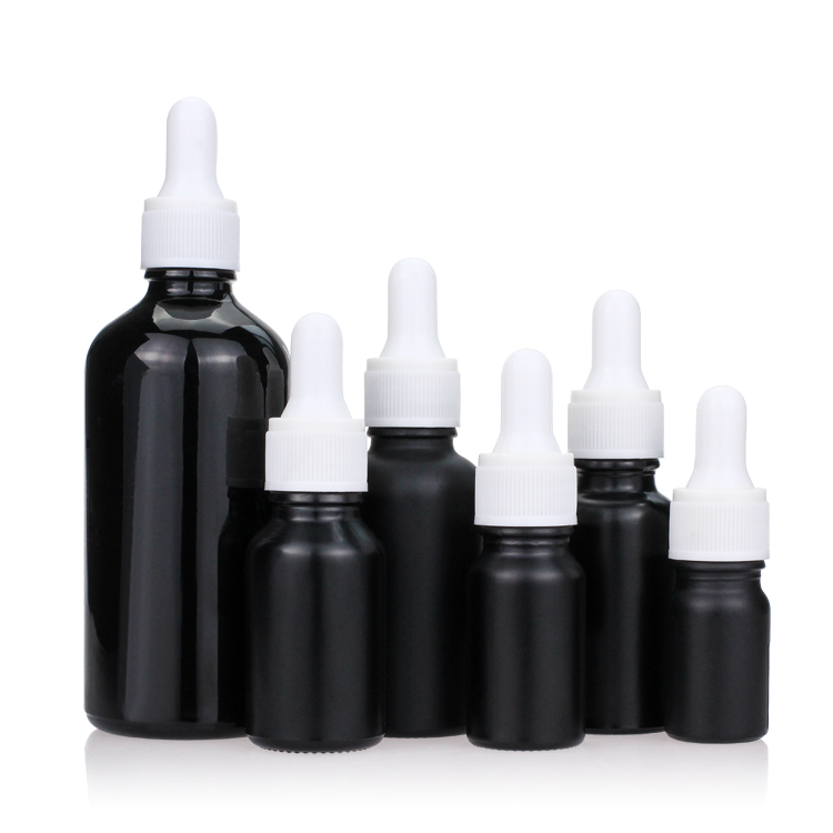 Empty Violet Black Frosted Glass Bottle for Essential Oil Hair Oil Bottles 30ml Glass Dropper Bottles Essens Care Lotion Rubber