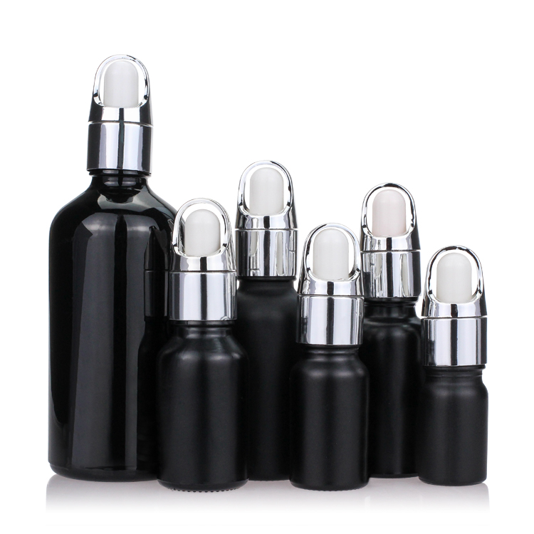 Empty Violet Black Frosted Glass Bottle for Essential Oil Hair Oil Bottles 30ml Glass Dropper Bottles Essens Care Lotion Rubber