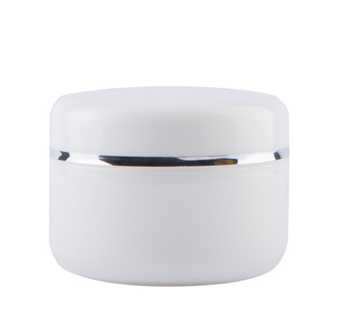 Empty White Silver Edge Portable Refillable Plastic Cosmetic  Lotion Cream Jar Makeup Face Container
