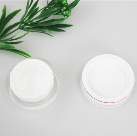 Empty White Silver Edge Portable Refillable Plastic Cosmetic Makeup Face Cream Jar Sample Container Bottle Pot (100ml(3.4oz)-6PC