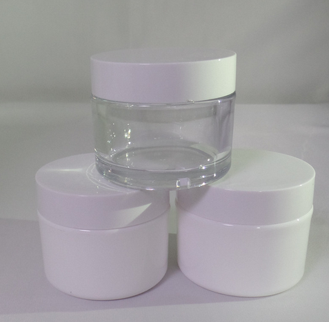 Empty White Silver Edge Portable Refillable Plastic Cosmetic Makeup Face Cream Jar Sample Container Bottle Pot (100ml(3.4oz)-6PC