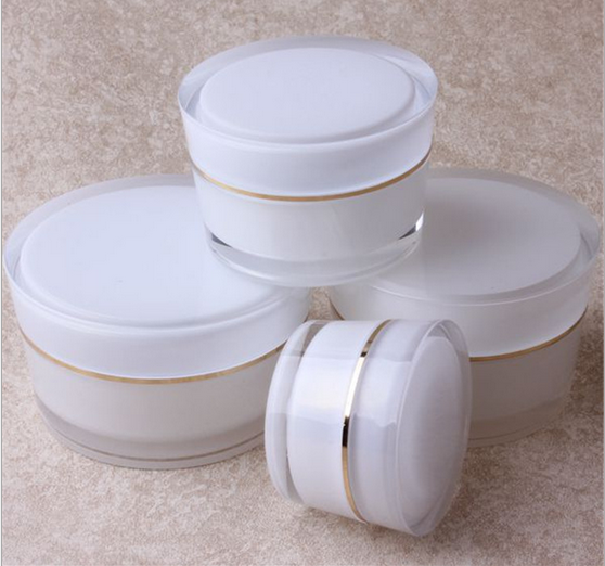 Empty White Silver Edge Portable Refillable Plastic Cosmetic Makeup Face Cream Jar Sample Container Bottle Pot (100ml(3.4oz)-6PC