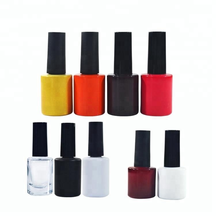 Empty Wholesales 10ml Clear frosted matt black glossy white uv gel Glass Nail Polish Bottle With white paper box
