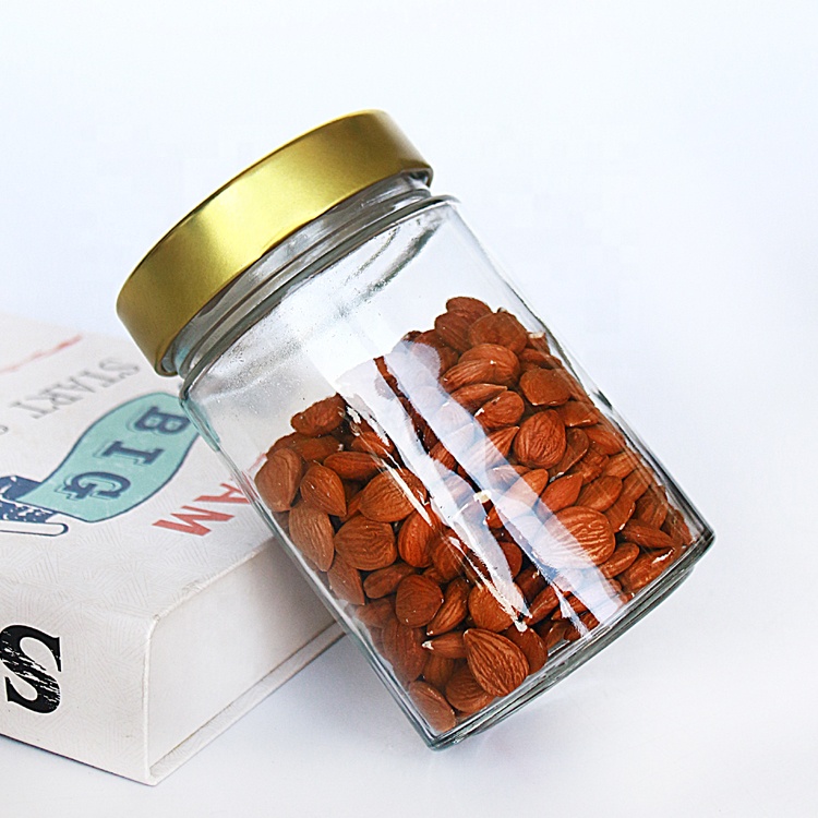 Empty Wide Mouth 580ml Kimchi Glass Jar With Deep Metal Cap For Food Jam Pickles