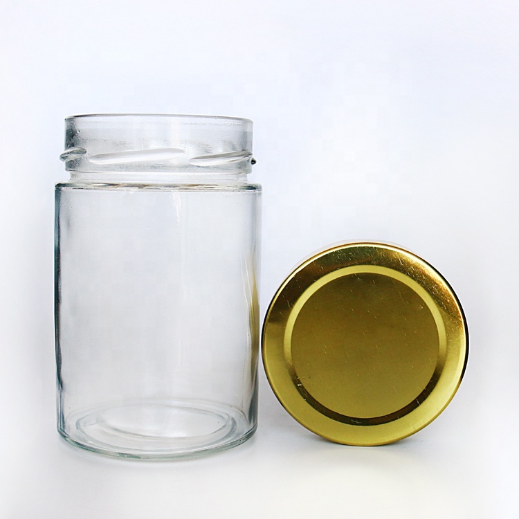 Empty Wide Mouth 580ml Kimchi Glass Jar With Deep Metal Cap For Food Jam Pickles