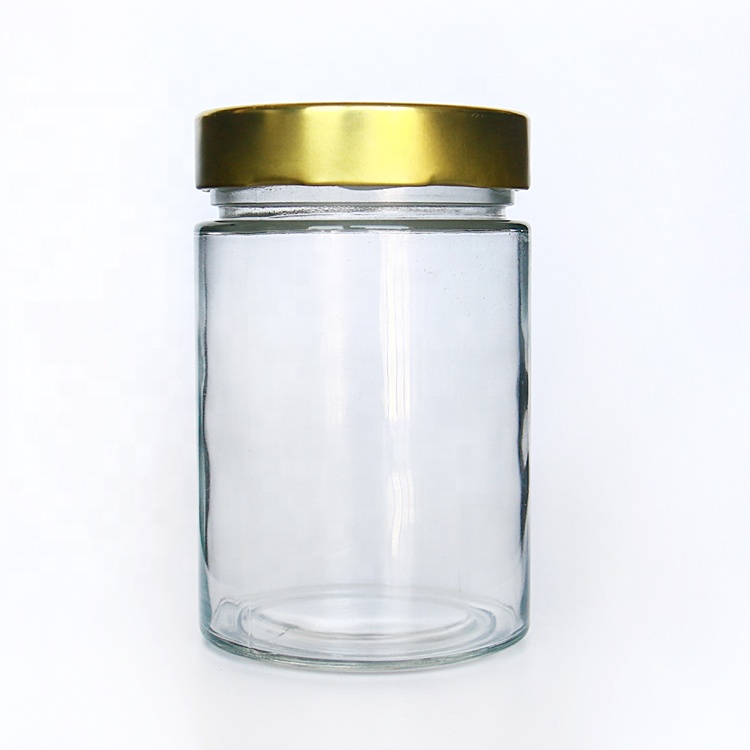 Empty Wide Mouth 580ml Kimchi Glass Jar With Deep Metal Cap For Food Jam Pickles