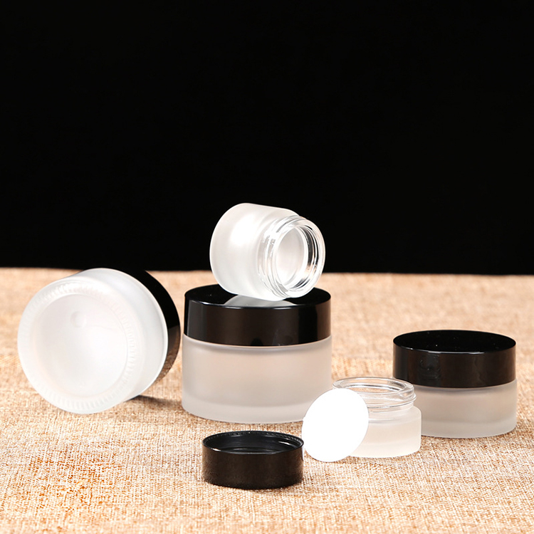 Empty Wide Mouth Cream Glass Jar 30g 50g 100g Jar With Black Lids