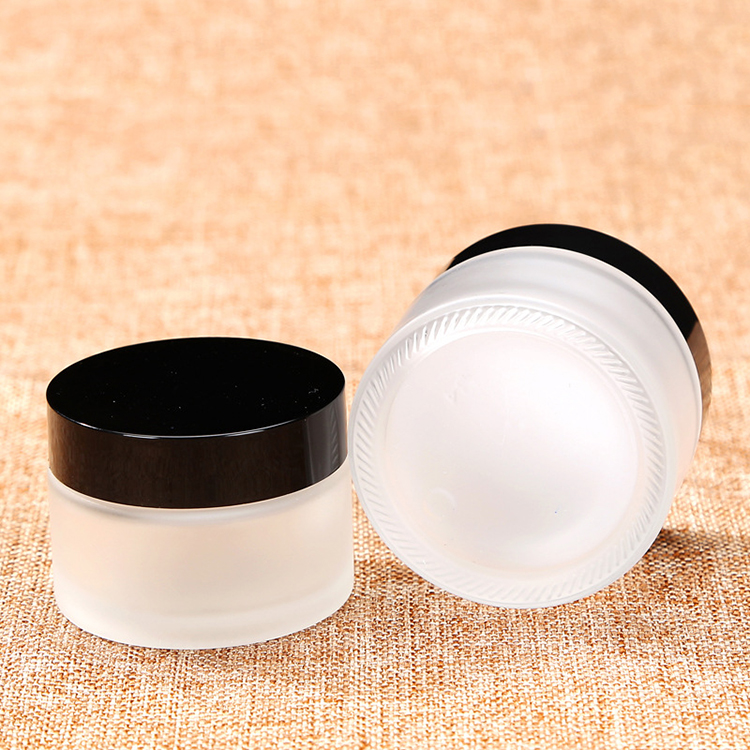 Empty Wide Mouth Cream Glass Jar 30g 50g 100g Jar With Black Lids