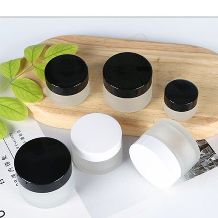 Empty Wide Mouth Cream Glass Jar 30g 50g 100g Jar With Black Lids