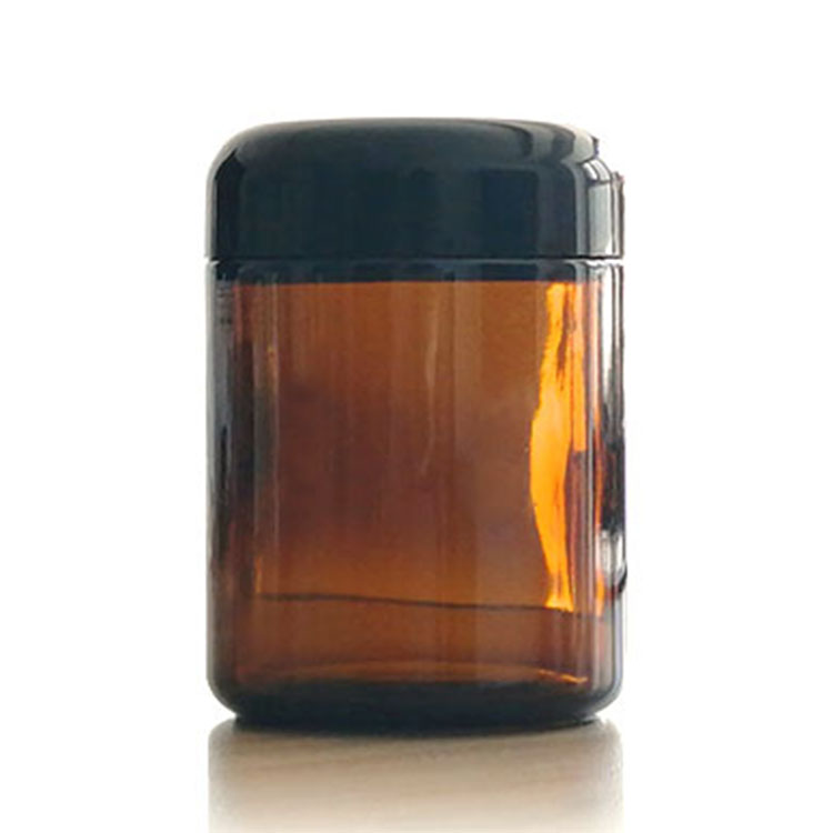 Empty Wide Mouth Round 8OZ 16oz 250ML 500ML Amber glass candle jar With Lid