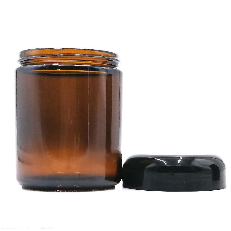 Empty Wide Mouth Round 8OZ 16oz 250ML 500ML Amber glass candle jar With Lid