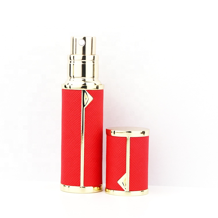 Empty Women Atomizer Aluminium Bottom Filled Aluminum Bottles Spray Mini Parfum Leather black spray bottle perfume