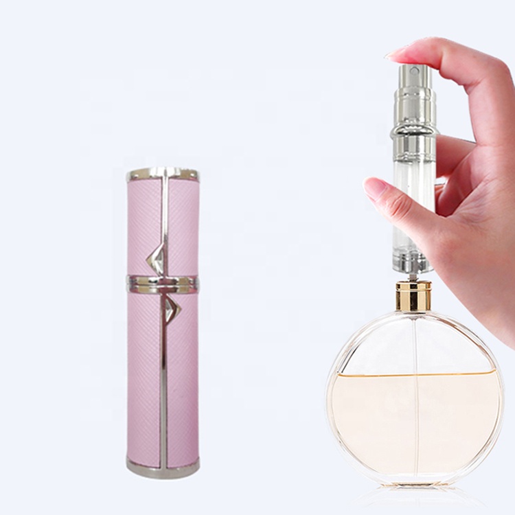 Empty Women Atomizer Aluminium Bottom Filled Aluminum Bottles Spray Mini Parfum Leather black spray bottle perfume