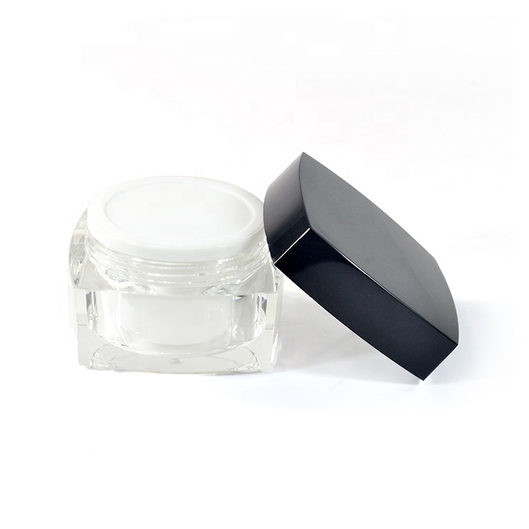 Empty airless 10ml 15ml 30ml 50ml square acrylic cream jar for cosmetic skin care